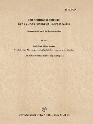 cover image of Die Mikrowellenschalter als Mehrpole